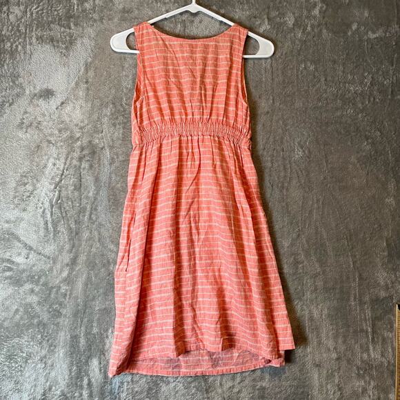 Patagonia Island Hemp Crossover Dress Sz 0 Chambray Stripe Catalan Coral - Picture 4 of 6